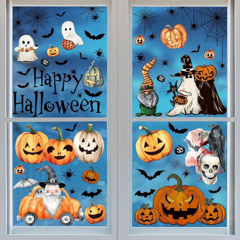 BV 102 Pcs Halloween Window Clings,8 Sheets Halloween Window Decorative Stickers for Decorations Holiday Outside Decorations(8x12inch) - Image 2